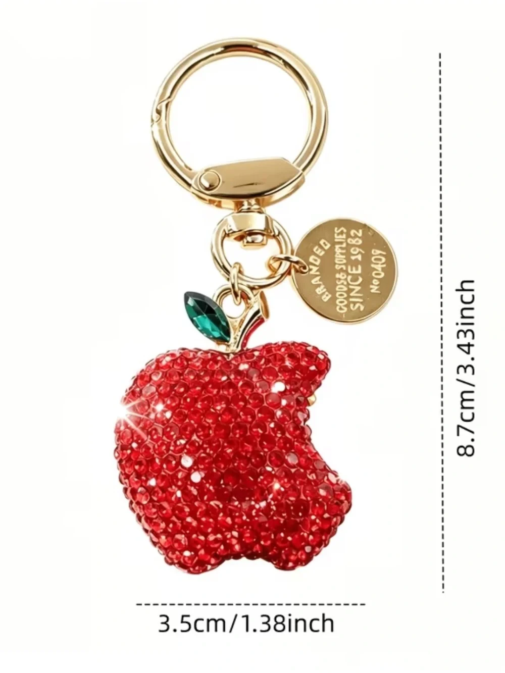 Red Apple rhinestone purse charm/ keychain!